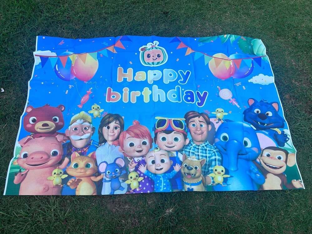 Cocomelon Happy Birthday Party Photography Backdrop Banner